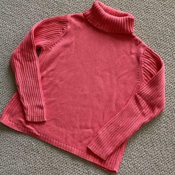 Charter Club Knit Turtleneck Pullover Sweater Salmon Red Size Medium Shirt FLAWS - Picture 2 of 9